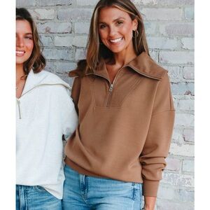 Varley Owen half zip Anthropologie cinnamon Medium Lk New lux activewear